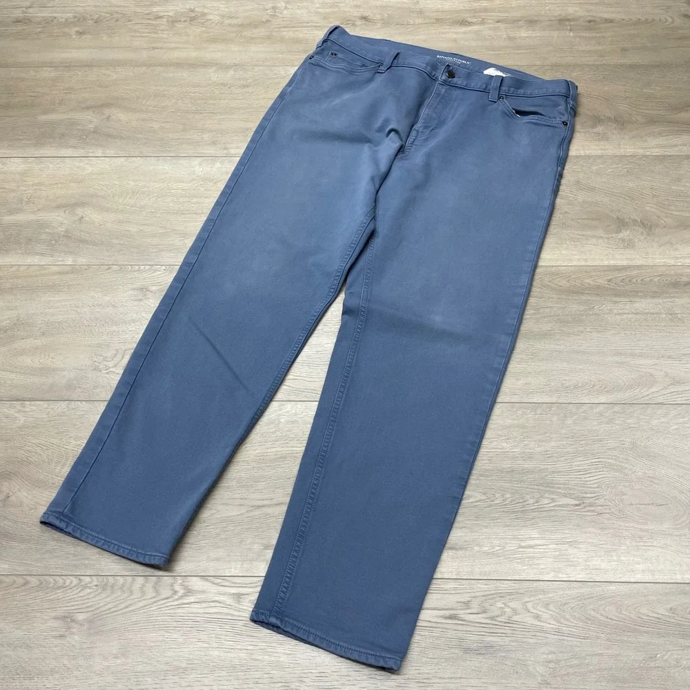 Banana Republic Traveler Pants Mens 38x32 Blue Shadow Athletic Tapered Fit
